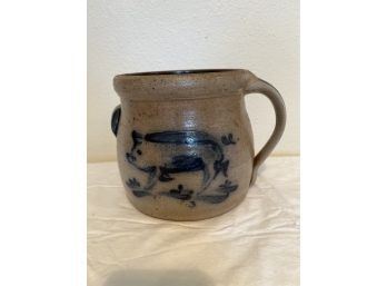 Vintage Rowe Pottery Stoneware Salt Glaze Jar Running Pig