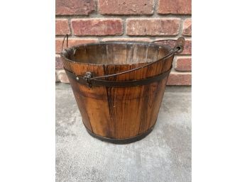 Another Great Primitive Wooden Bucket With Wood Handle
