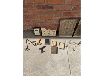 Vintage Frame Lot With Framed Art And Picture Holders