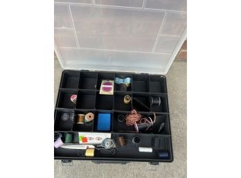 Plastic Sewing Organizer Box W Contents