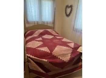 Hand Made Star Quilt In Reds/pink