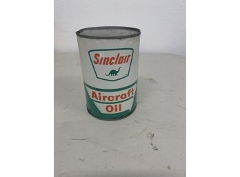 Vintage Sinclair Aircraft Oil 1 Quart Tin Can Dino Full