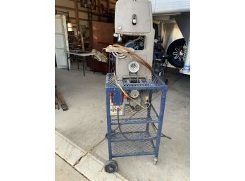 Vintage Band Saw Including Custom Metal Stand And Extra Blades