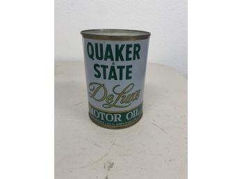 Vintage Quaker State Deluxe 10w 40 HD Motor Oil 1 Quart Tin Can Full