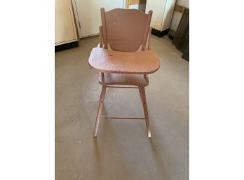 Pink Painted Wood Highchair With Tray