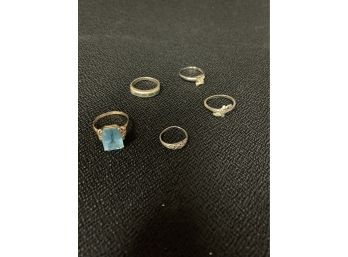 Lot Of 5 Rings Various Sizes One Marked