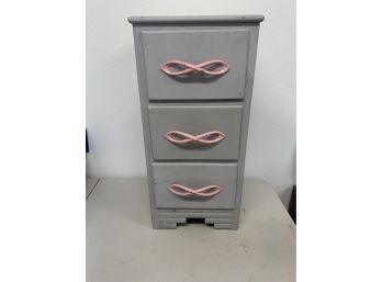 Grey Pink Wood Night Stand With Cool Art Deco Legs