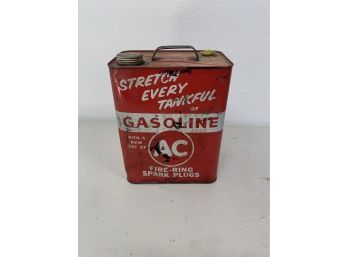 Vintage 2 Gallon AC Fire Ring Spark Plug Gas Oil Can Collectible Rat Rod DELCO Sign