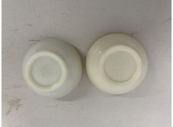 Two Ivory Milk Glass Fire King Cereal Bowls
