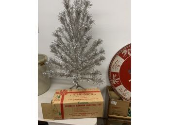 Vintage Aluminum Christmas Tree  4 Ft Evergleam Stainless With Stand And Box