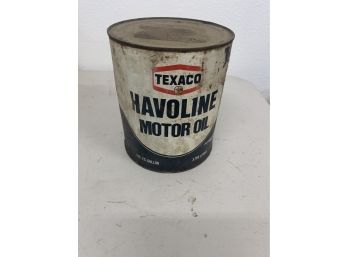 Vintage Texaco Havoline 1 Gallon Tin Motor Oil Can Gas Oil Garage Mancave Decor Empty Can