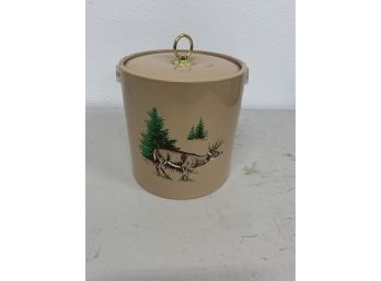 Vintage Mid-century Deer  Ice Bucket With Lid And Handle