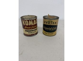 Vintage Enamel Paint Cans With Great Graphics