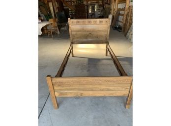 Twin Size Bed Vintage Solid OAK BED With Rails Farmhouse Prairie Style Full Size Bed In Golden Oak Finish