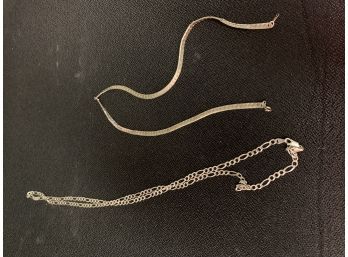 2 Silvertone  Chains Herringbone 17' &  Link 28'