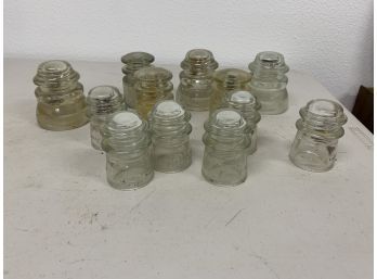 Lot Of 12 Vintage Clear Glass Telephone Insulators
