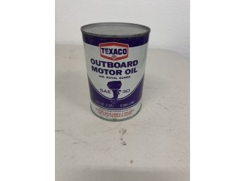 Original Vintage Texaco Outboard SAE 30 One-Quart Motor Oil Can With Royal Guard Unopened