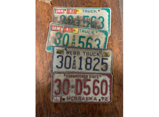 Lot Of 4 Vintage 70& 80's Nebraska License Plates