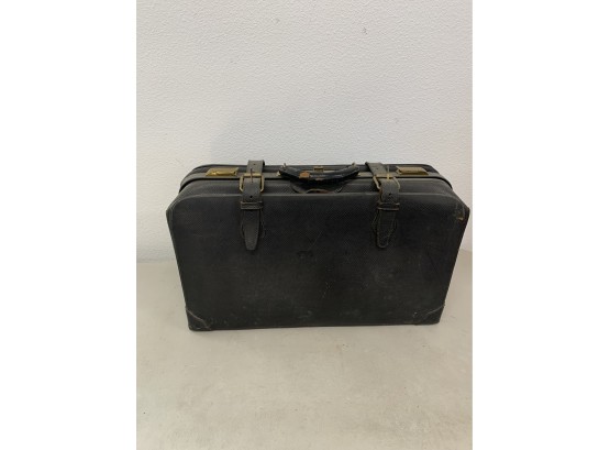 Vintage Black Suitcase - Large Cardboard Suitcase Vintage 60s-70s, Retro Orange Leather  Interior