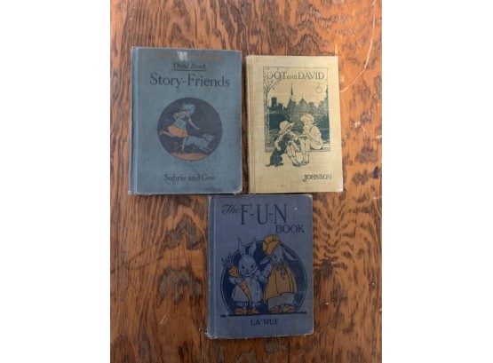 Vintage Children's Books From 1920s Incl Dot And David And Fun Book.  Great Graphics On Cover