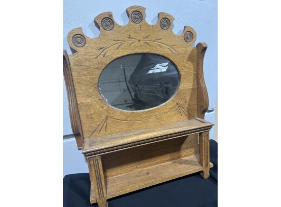 Antique Oak Wall Mirror With Carved Wood Detailing Egg And Dart
