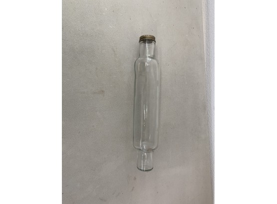 Vintage Clear Glass Rolling Pin With Screw On Metal Cap Antique