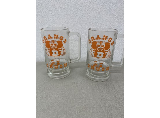 Two Vintage Denver Broncos Orange Crush 1977 Divisional Champions Beer Stein  Mug