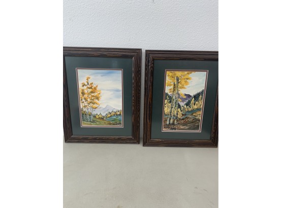 Framed Watercolors Fall Colorado Mountain Landscape Prints