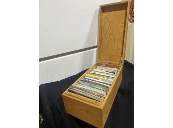 Oak Box With Lot Of Hundreds Of Travel Postcards