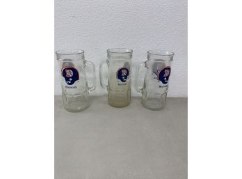 Lot 3 Vintage Denver Broncos Glass Mug Stein 80s Logo Fisher Nuts