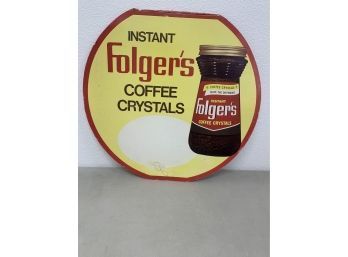 Instant Folgers Coffee Crystals Cardboard Sign 1970s