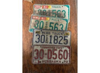 Lot Of 4 Vintage 70& 80's Nebraska License Plates