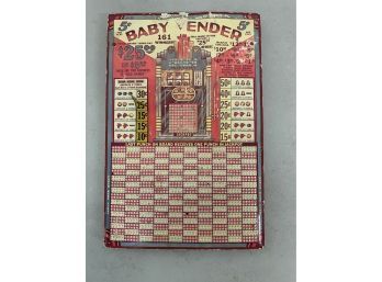 Vintage Baby Vender Gambling Punchboard General Store Trade Stimulator
