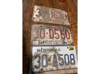 Lot Of 3 Vintage 70& 80'S Nebraska License Plates