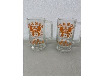 Two Vintage Denver Broncos Orange Crush 1977 Divisional Champions Beer Stein  Mug