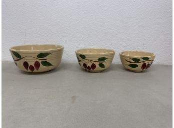 Vintage Watt 3 Serving Bowls - Oven Ware - 05 & 06 & 07 American Red Bud - USA