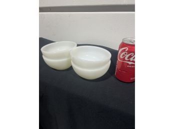 Lot Of 4 Fire King Cereal Chili Bowls White Milk Glass