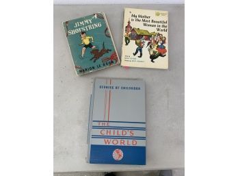 Lot Of 3 Vintage Childrens Books The Childs World Jimmy Shoe String