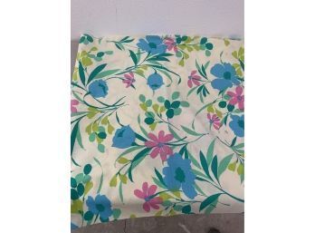 Piece Of Flower Fabric Great Spring Colors Blue, Teal And Pink