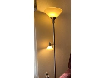 Chrome Metal Floor Lamp With A Reading Side Lamp