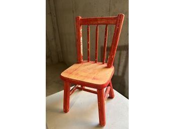 Sweet Old Childs Chair Wood Spindle Back Painted
