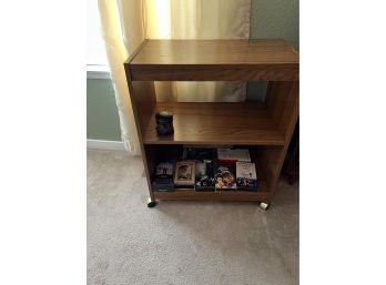 Faux Wood  Rolling Cart/TV Stand Incl Multiple VHS Movies & Candle