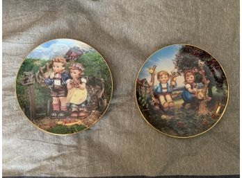 Two Vintage Hummel Little Companions 8' Collector Plates -  Country Crossroads & Apple Tree Boy And Girl