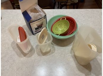 Plastic Kitchen Strainers, Pitcher And Storage Containers