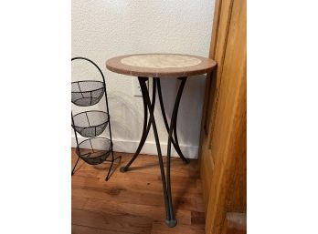 Pair Of Stone Like Outdoor End Table/plants Stands With Metal Legs