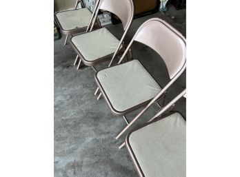 Set Of 4 Gold Folding Metal Chairs