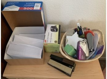 Lot Of Office Supplies Incl Envelopes, Staplers, Pencil Sharpeners Etc