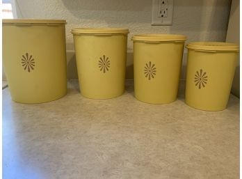 Vintage Tupperware Servalier Set Of 4 Canisters Yellow Gold