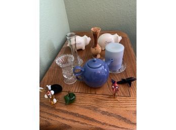 Lot Of Small Vases And Banks.   Also Small Blown Glass Animal Figurines