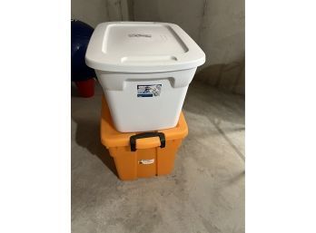 Orange  And White  Storage Storage Plastic Tubs
